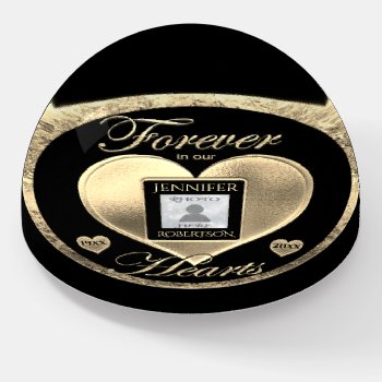 Forever In Our Hearts Gold Heart Paperweight by MemorialGiftShop at Zazzle