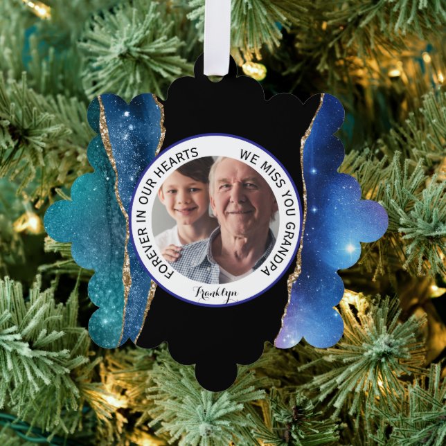 Forever in Our Hearts Grandpa Modern Ornament Card (Insitu (Tree))