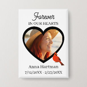 Forever in our Hearts Heart Photo & Cardinal Button