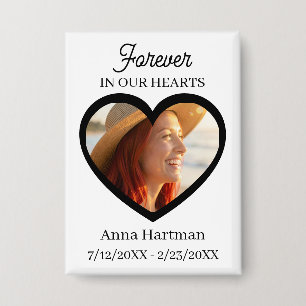 Forever in our Hearts Hearth Shaped Photo Button