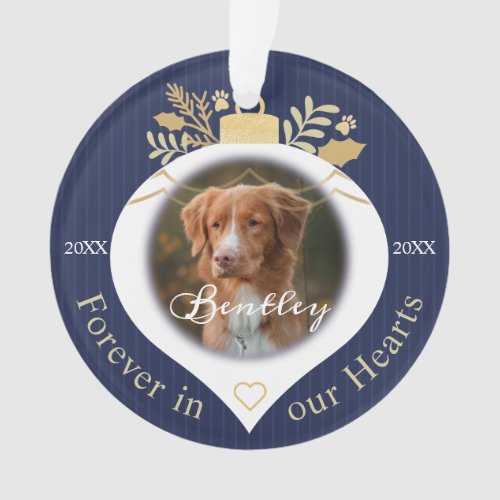 Forever In Our Hearts  Holiday Pet Memorial Photo Ornament