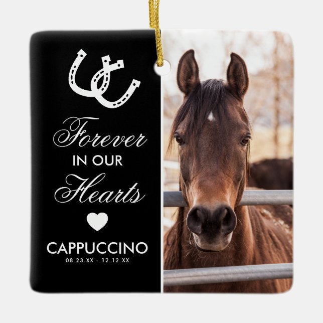Forever in our Hearts Horse Memorial Keepsake Ceramic Ornament (Front)
