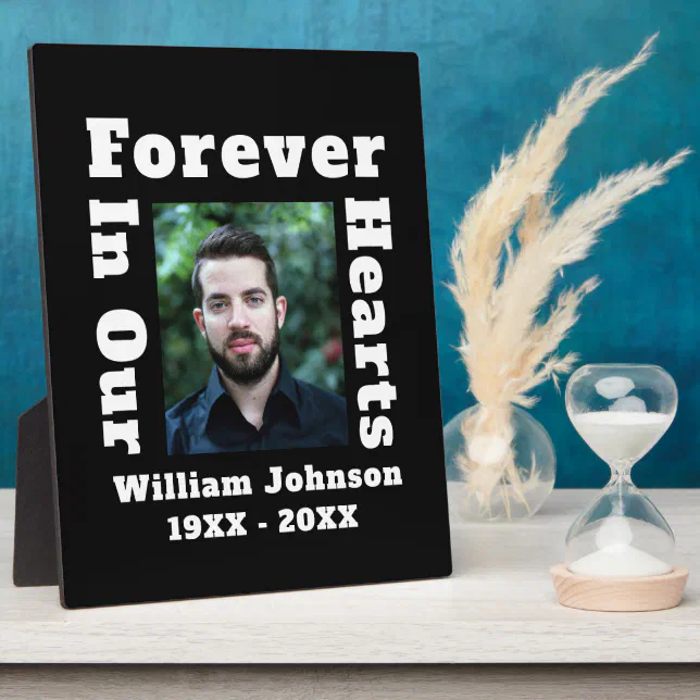 Forever In Our Hearts In Loving Memory Photo Grief Plaque | Zazzle