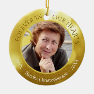 Forever In Our Hearts In Memory Photo Keepsake Ceramic Ornament