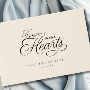 "Forever in our Hearts"  Keepsake Funeral  Guest Book