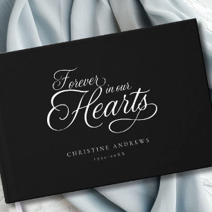 "Forever in our Hearts"  Keepsake Funeral  Guest Book