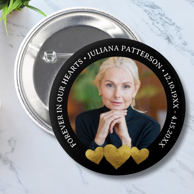 Forever in our Hearts Keepsake Funeral Photo  Button (Creator Uploaded)
