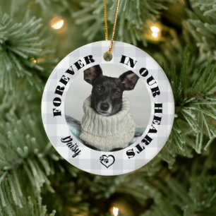 Forever In Our Hearts Keepsake Pet Photo Memorial Ceramic Ornament
