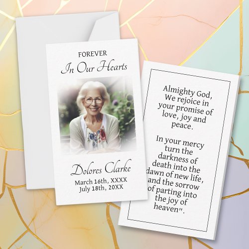 Forever in our Hearts  Memorial Bookmark Prayer Note Card