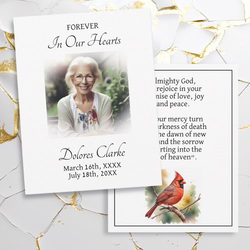 Forever in our Hearts  Memorial Bookmark Prayer Note Card