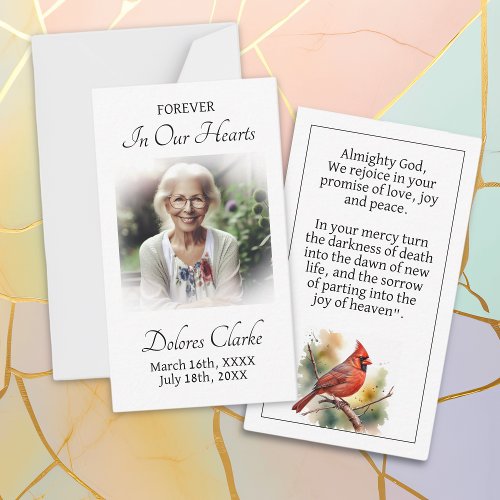 Forever in our Hearts  Memorial Bookmark Prayer Note Card