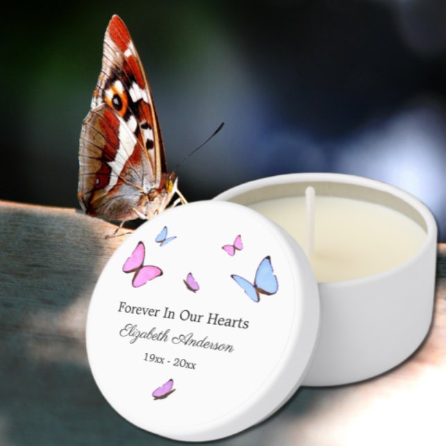 Forever In Our Hearts Memorial Butterflies Mini Candle Favors (Creator Uploaded)