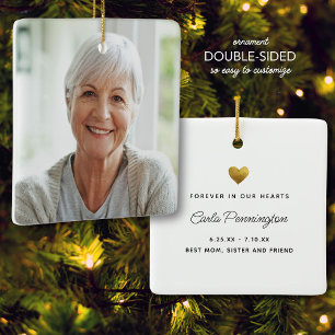 Forever in our Hearts Memorial Custom Text Photo Ceramic Ornament