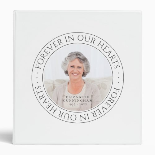 Forever In Our Hearts Memorial Elegant Photo 3 Ring Binder