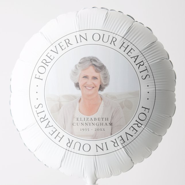 Forever In Our Hearts Memorial Elegant Photo Balloon (Front)