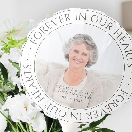 Forever In Our Hearts Memorial Elegant Photo Balloon