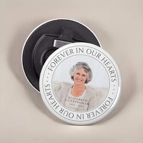 Forever In Our Hearts Memorial Elegant Photo Bottle Opener