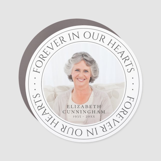 Forever In Our Hearts Memorial Elegant Photo Car Magnet (Front)