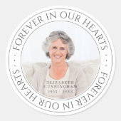 Forever In Our Hearts Memorial Elegant Photo Classic Round Sticker (Front)