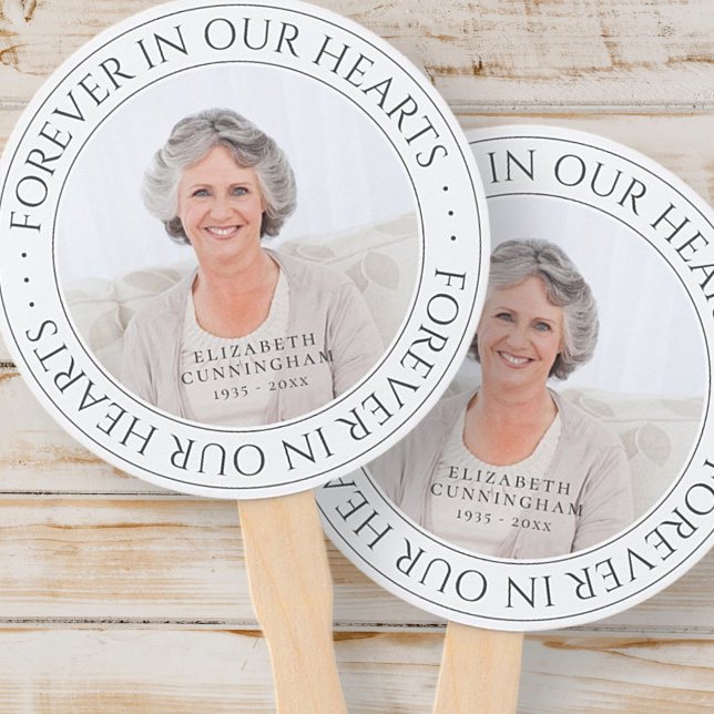 Forever In Our Hearts Memorial Elegant Photo Hand Fan (Creator Uploaded)