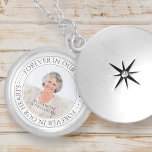 Forever In Our Hearts Memorial Elegant Photo Locket Necklace<br><div class="desc">The Forever in Our Hearts Memorial Elegant Photo Locket Necklace is a beautiful and meaningful piece of jewelry designed to help keep the memory of a loved one close to your heart. Crafted with care and attention to detail, this locket necklace provides a poignant and personal way to honor and...</div>