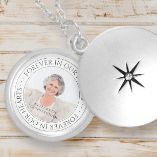 Forever In Our Hearts Memorial Elegant Photo Locket Necklace
