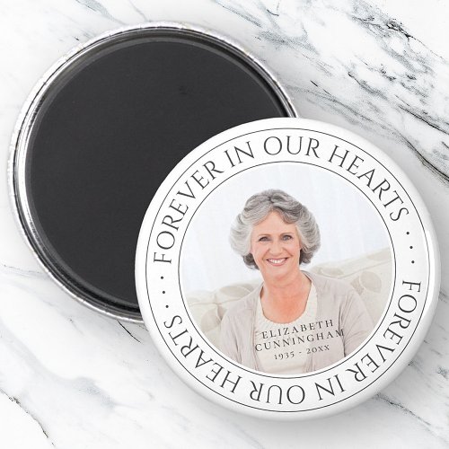 Forever In Our Hearts Memorial Elegant Photo Magnet