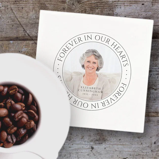 Forever In Our Hearts Memorial Elegant Photo Napkins | Zazzle