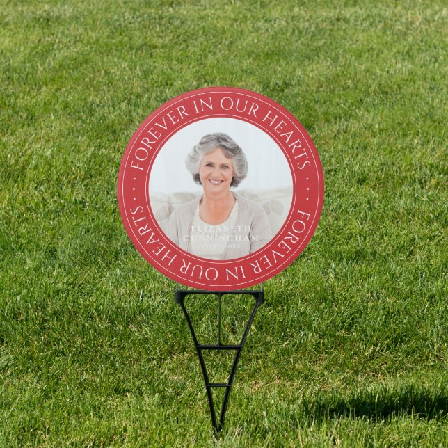 Forever In Our Hearts Memorial Elegant Photo Sign (Insitu)