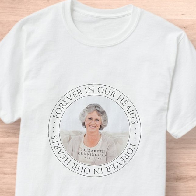 Forever In Our Hearts Memorial Elegant Photo T-Shirt (Creator Uploaded)