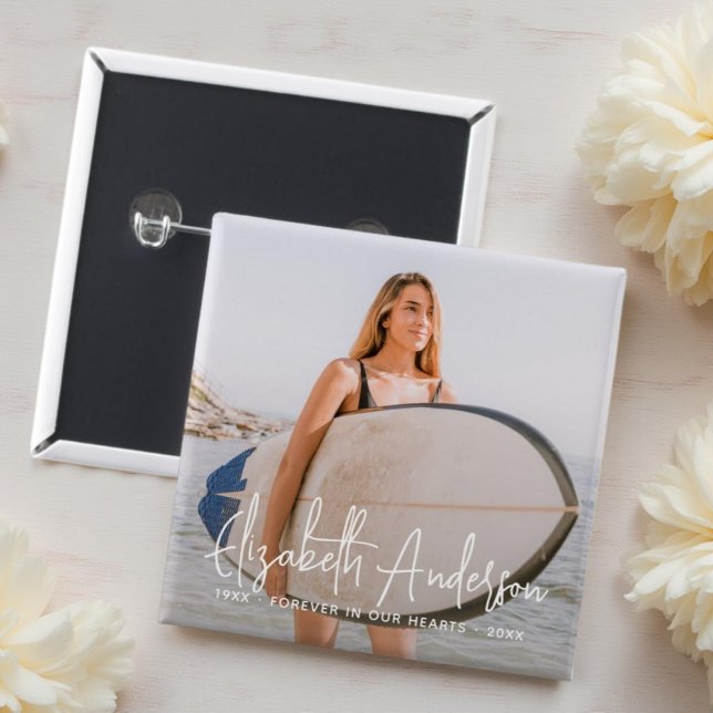 Forever in our Hearts Memorial Funeral Photo Button (Creator Uploaded)