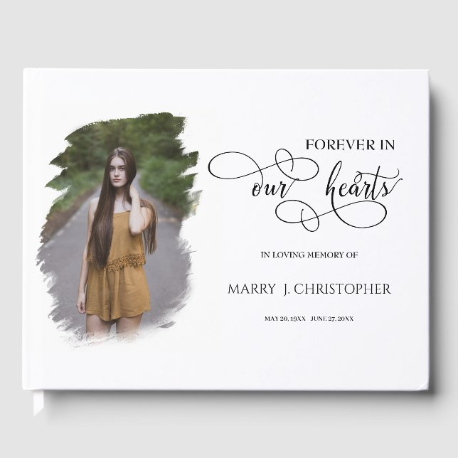 Forever In Our Hearts Memorial Funeral Photo Guest Guest Book (Front)