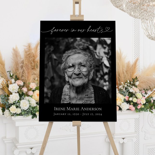 Forever in our Hearts Memorial Funeral Photo Sign (Creator Uploaded)
