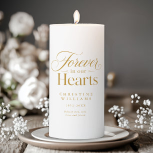 "Forever in our Hearts" Memorial, Funeral Pillar Candle