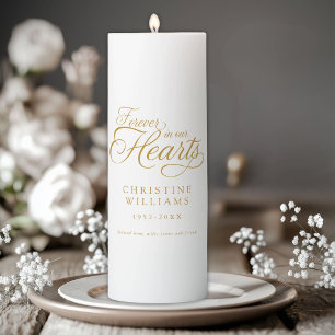 "Forever in our Hearts" Memorial, Funeral Pillar Candle