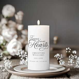 "Forever in our Hearts" Memorial, Funeral Pillar Candle