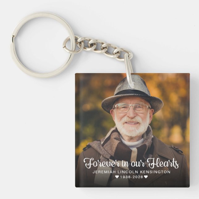 Forever in our Hearts Memorial Keepsake 2 Photo Keychain (Front)
