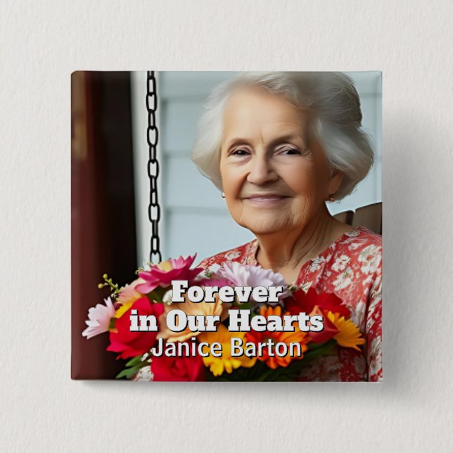 Forever in our Hearts | Memorial Keepsake Photo Button (Front)