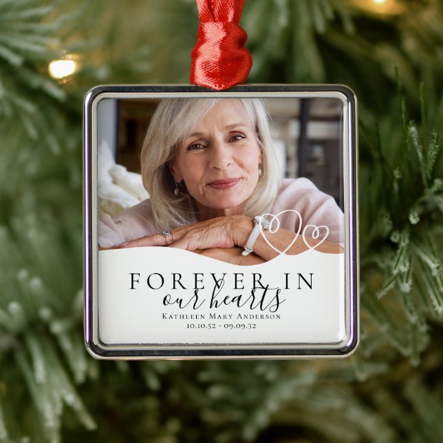 Forever in Our Hearts Memorial Metal Ornament (Tree)