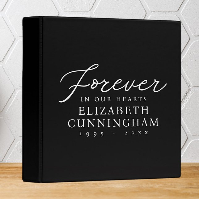 Forever in our Hearts Memorial Modern Chic 3 Ring Binder (Creator Uploaded)