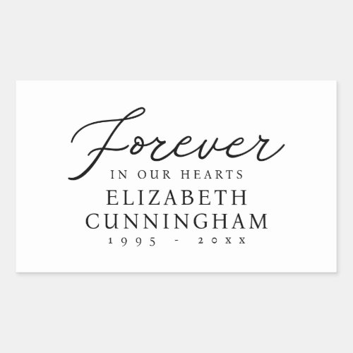 Forever in our Hearts Memorial Modern Chic Rectangular Sticker