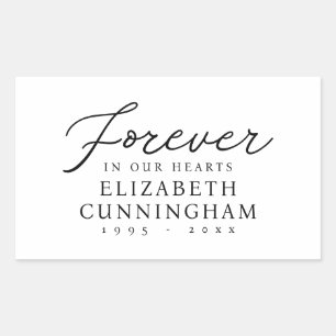 Forever in our Hearts Memorial Modern Chic Rectangular Sticker