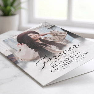 Forever in our Hearts Memorial Modern Photo Thank You Card