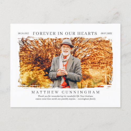 Forever in our Hearts Memorial Modern Simple Photo Postcard