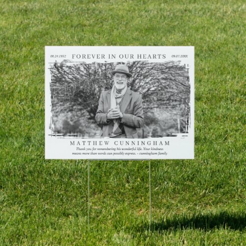 Forever in our Hearts Memorial Modern Simple Photo Sign