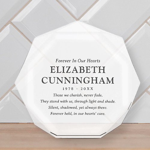 Forever In Our Hearts Memorial Modern Simple Quote Photo Block