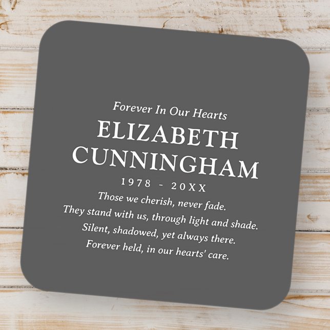 Forever In Our Hearts Memorial Modern Simple Quote Square Sticker (Creator Uploaded)