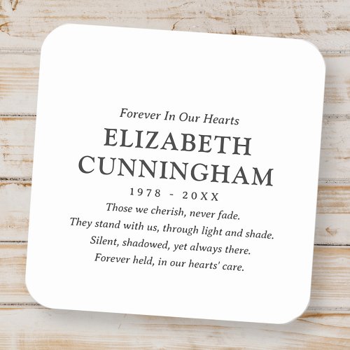 Forever In Our Hearts Memorial Modern Simple Quote Square Sticker