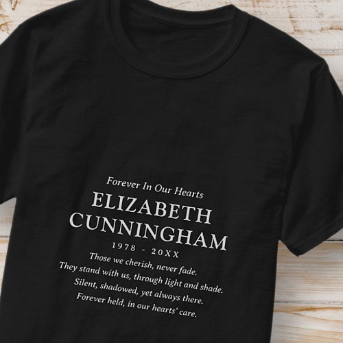 Forever In Our Hearts Memorial Modern Simple Quote T_Shirt