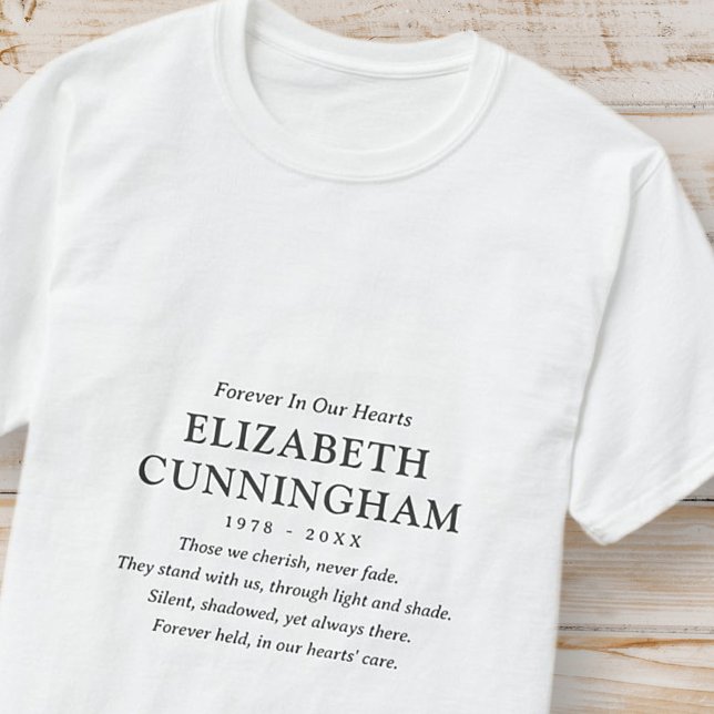 Forever In Our Hearts Memorial Modern Simple Quote T-Shirt (Creator Uploaded)